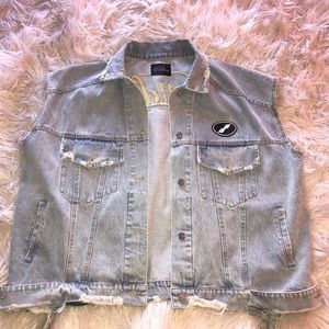 We11done Oversized distressed Jean Vest